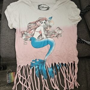 Disney Pink Ombre Ariel Fringe Crop Top